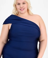 B Darlin Trendy Plus Ruched One-Shoulder Dress