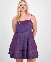 City Studios Trendy Plus Fit & Flare Glitter Dress