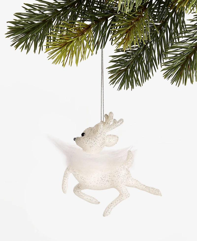 Holiday Lane Iced Delight White Deer With Feathers Ornament, Macy's Exclusive