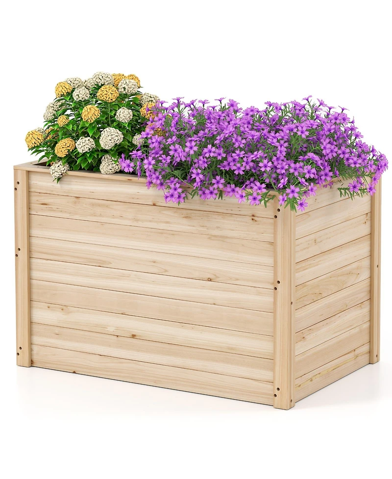 Wooden Raised Garden Bed Elevated Planter Box with Open-Ended Base
