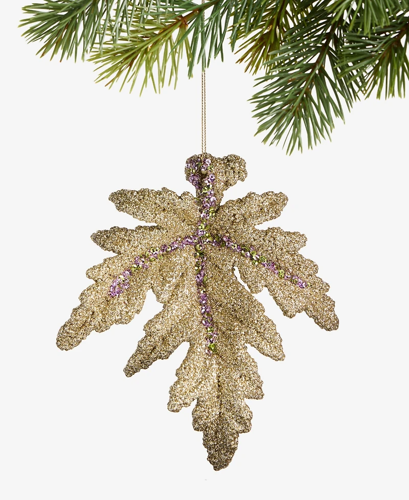 Holiday Lane Enchanted Forest Glitter Leaf Ornament, Macy's Exclusive