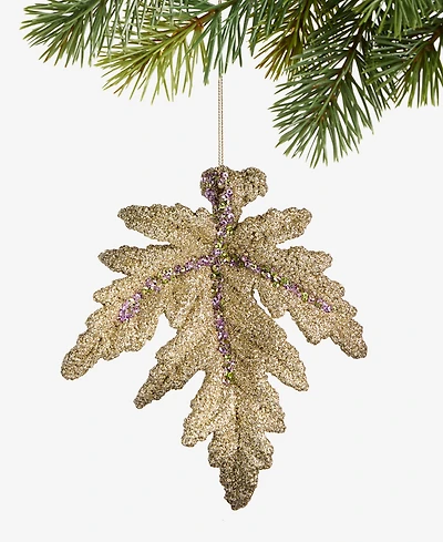 Holiday Lane Enchanted Forest Glitter Leaf Ornament, Macy's Exclusive