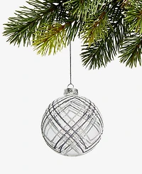Holiday Lane Iced Delight Clear Stripe Ball Ornament, Macy's Exclusive