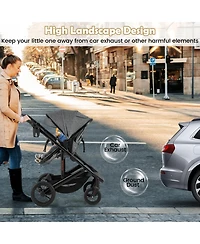 Slickblue Toddler 3-in-1 Folding Convertible Newborn Stroller with Detachable Bassinet