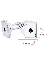 Bling Jewelry Good Luck Las Vegas Casino Aces Poker Player Shirt Cufflink Silver Tone Steel