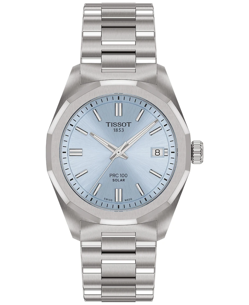 Tissot Women's Swiss Prc 100 Solar Stainless Steel Bracelet Watch 34mm