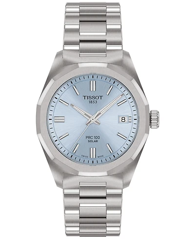 Tissot Women's Swiss Prc 100 Solar Stainless Steel Bracelet Watch 34mm