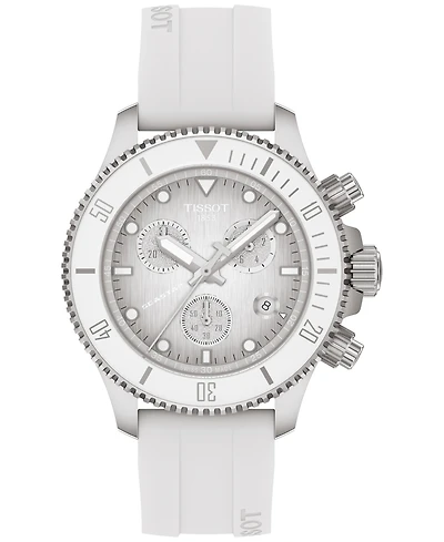 Tissot Men's Swiss Chronograph Seastar 1000 White Rubber Strap Watch 38mm