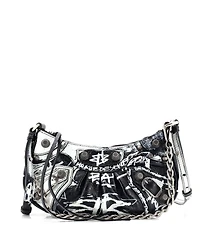 Pre-Owned Balenciaga Mini Le Cagole Graffiti Giant Studs Shoulder Bag Leather