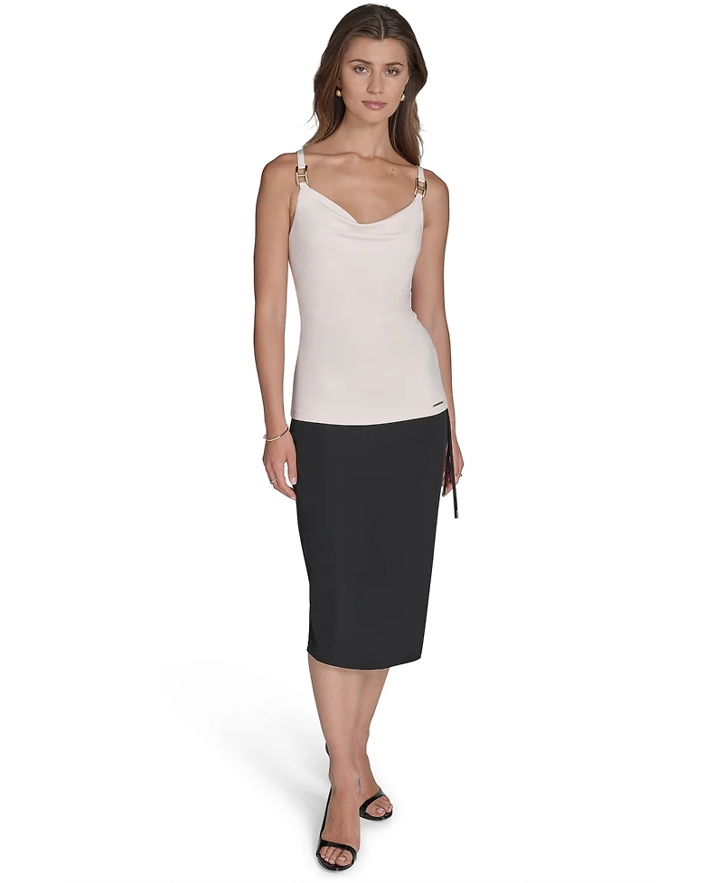 Halston Women's Hardware Sleeveless Cowlneck Top