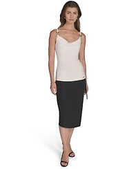 Halston Women's Hardware Sleeveless Cowlneck Top