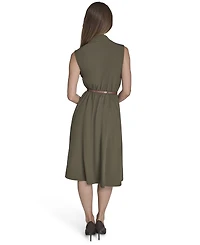 Halston Women's Commuter Belted Sleeveless Dress