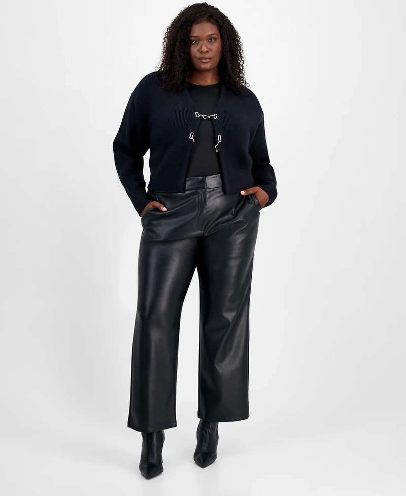 Bar Iii Trendy Plus Faux-Leather Pants, Macy's Exclusive
