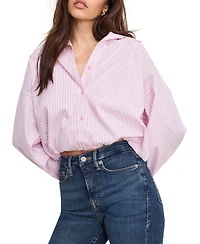 Good American Women's Button-Front Poplin Bubble Shirt