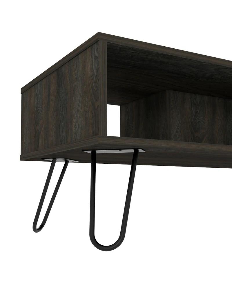 Depot E-shop Vassel Coffee Table, Four Legs, Two Shelves, Espresso