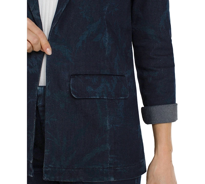 Liverpool Los Angeles Women's Floral Denim Boyfriend Blazer