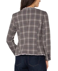 Liverpool Los Angeles Women's Collarless Fray-Trim Fitted Blazer