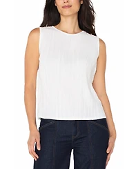 Liverpool Los Angeles Women's Crewneck Sleeveless Pleated Knit Top