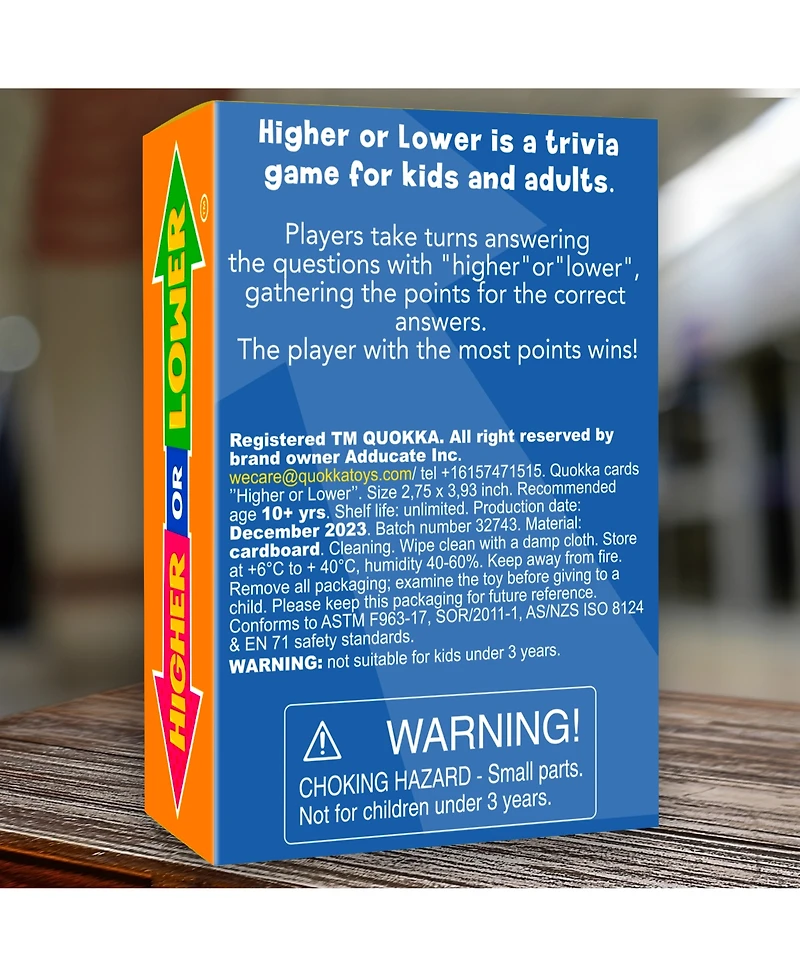 Quokka Board Game for Kids - Family Card and Adults Higher or Lower | Guess Fun Questions Easy to Learn 2 + Players