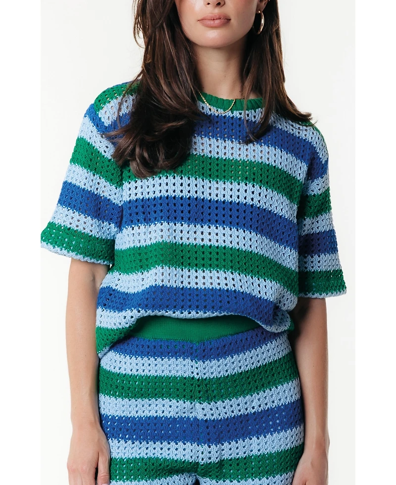 Colourful Rebel Women's Hope Crochet Stripe Top Ss
