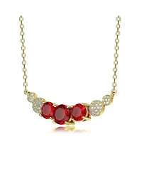 Gorgeous Sterling Silver 14K Gold Plated with Round Cubic Zirconia's Curved Bar Necklace