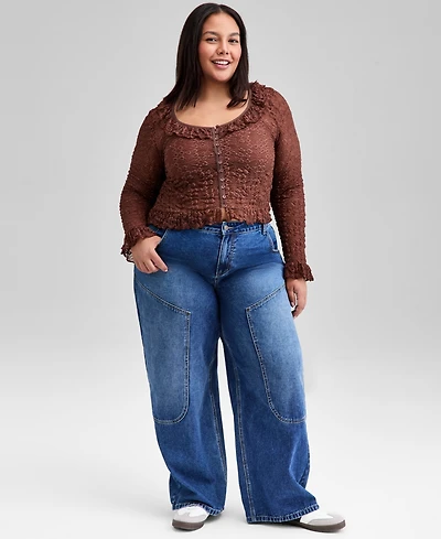 And Now This Trendy Plus Cotton High-Rise Straight-Leg Jeans, Macy's Exclusive