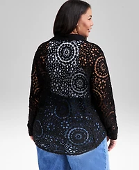 And Now This Plus Cotton Crocheted Blouse