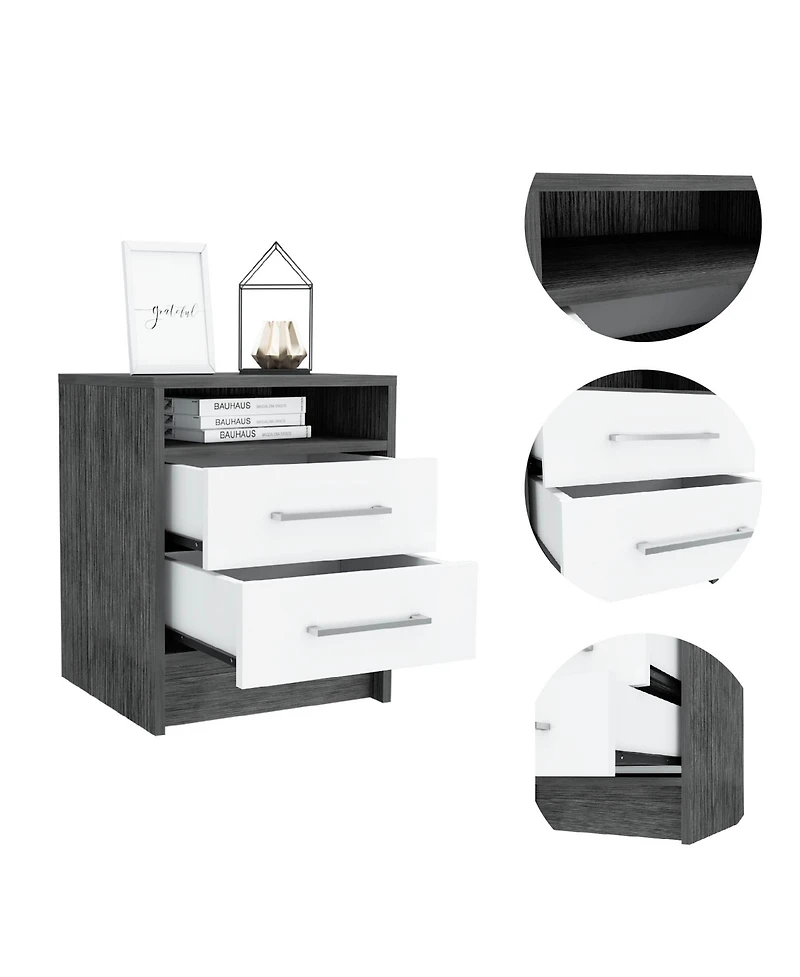 Depot E-shop Leyva Nightstand, Two Drawers, Superior Top