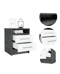 Depot E-shop Leyva Nightstand, Two Drawers, Superior Top