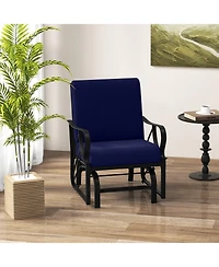 Slickblue Patio Glider Rocking Chair with Thick Cushion and Curved Armrest