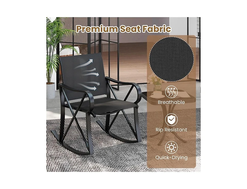 3 Piece Patio Rocking Set with Smooth Motion Outdoor Rocker Chair Bistro