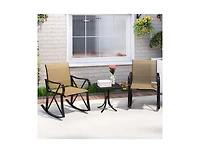 3 Piece Patio Rocking Set with Smooth Motion Outdoor Rocker Chair Bistro