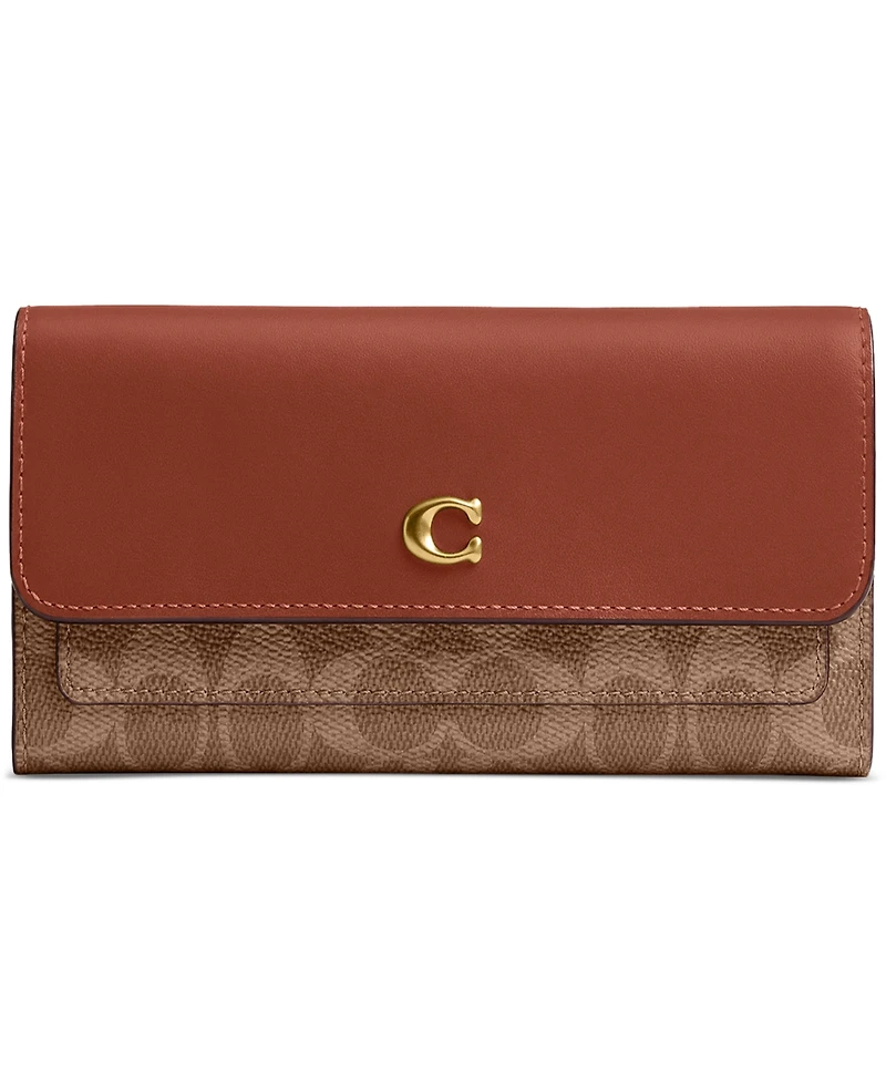 Coach Mila Long Flap Wallet in Signature Coated Canvas