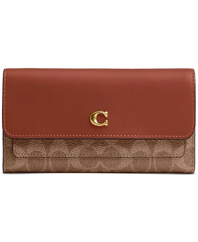 Coach Mila Long Flap Wallet in Signature Coated Canvas