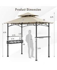 Outdoor Grill Gazebo with 2 Side Shelves and 10 Hooks