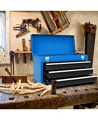 Portable Garage Mechanic Tool Cabinet Box with 3 Drawers