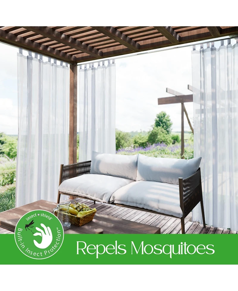 Awesome Home Insect Shield Leno Stripe Tab Top Curtain Panel