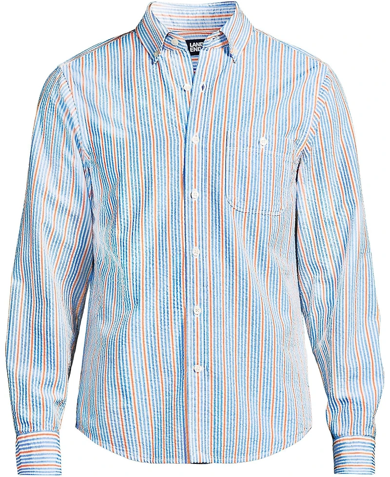 Lands' End Men's Long Sleeve Seersucker Shirt