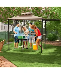 Slickblue Grill Gazebo with Side Awning and Double-Tiered Top for Patio or Backyard