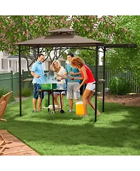 Slickblue Grill Gazebo with Side Awning and Double-Tiered Top for Patio or Backyard