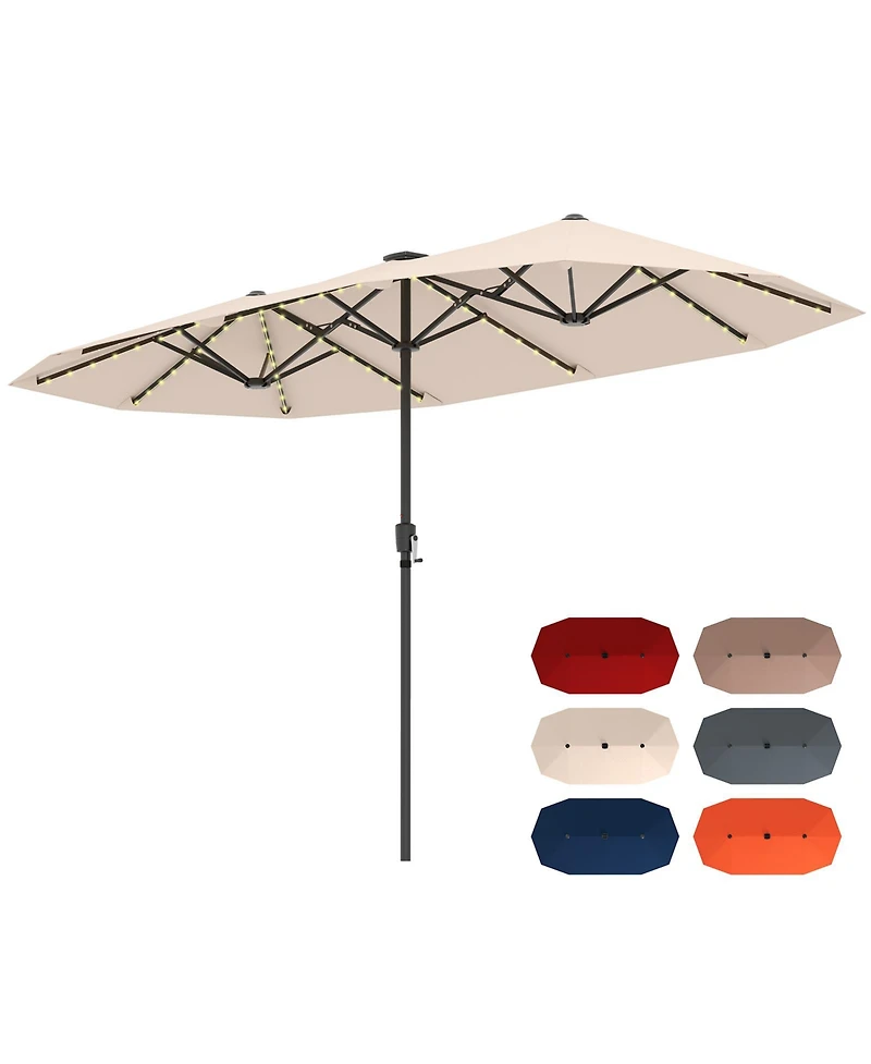 Large Patio Umbrella with Led Solar Lights Crank Handle