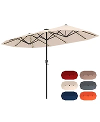 Large Patio Umbrella with Led Solar Lights Crank Handle