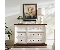 Farmhouse Style Drawer Dresser Bathrooom Cabinet Chest with Base Wooden Rustic Chest of Drawers