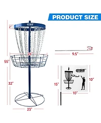 Deluxe 24-Chain Disc Golf Targets Basket, Metal Flying Practice Basket (Black/Blue/Orange/Red)