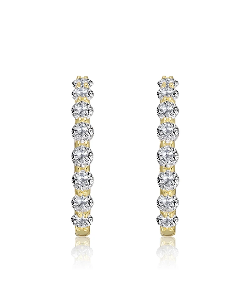 Clear Cubic Zirconia Encrusted Hoop Earrings
