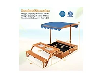 Slickblue Kids Wooden Sand Box with Foldable Picnic Sensory Table and Bench