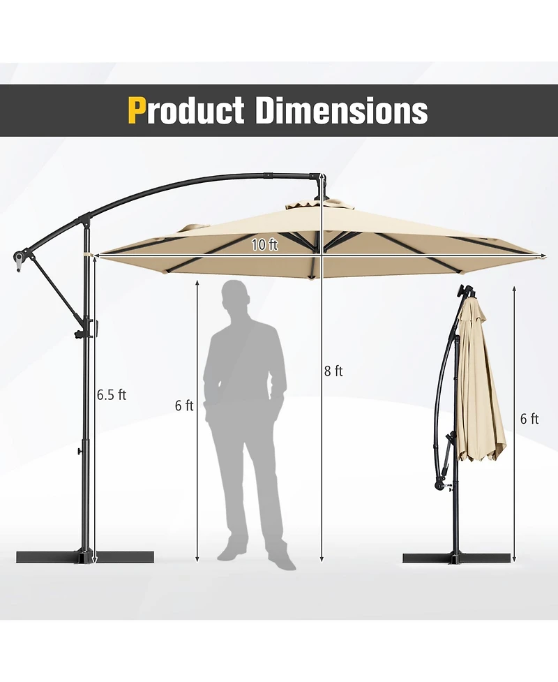 Slickblue Outdoor Hanging Umbrella with Sturdy Base – Offset Cantilever Style for Patio or Garden Use