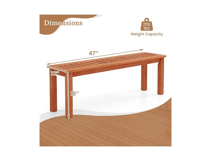 Slickblue 2-Person Patio Bench with Slatted Seat for Comfortable and Stylish Outdoor Seating