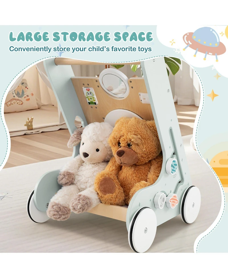 Slickblue Kids Walker Push and Pull Learning Activity Center with Wheels 1+ Years Old