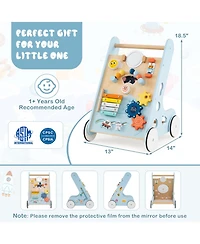 Slickblue Kids Walker Push and Pull Learning Activity Center with Wheels 1+ Years Old